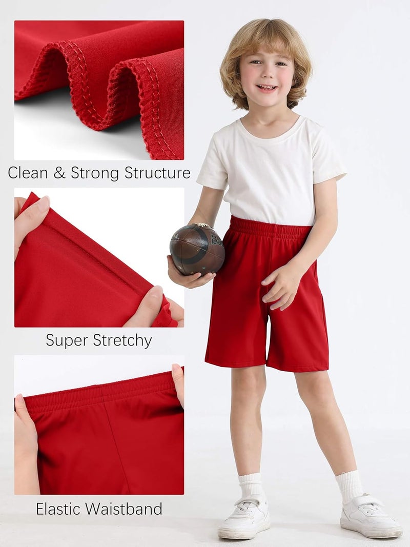 Resinta 4 Pack Toddler Boy Shorts Elastic Waist Boys Athletic Basketball Soccer Shorts Summer Pull-On Comfort for Playwear - Image 3